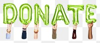 Donate balloon png word sticker, transparent background