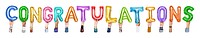 Congratulations balloon png word sticker, transparent background