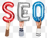 SEO balloon png word sticker, transparent background