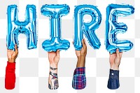 Hire balloon png word sticker, transparent background