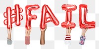 Fail balloon png word sticker, transparent background