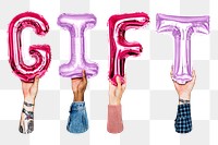 Gift balloon png word sticker, transparent background