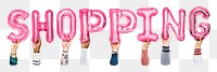 Shopping balloon png word sticker, transparent background