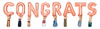 Congrats balloon png word sticker, transparent background