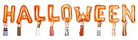 Halloween balloon png word sticker, transparent background