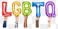 LGBTQ word png, letter foil balloon, typography collage element, transparent background