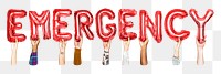 Emergency balloon png word sticker, transparent background