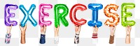 Exercise balloon png word sticker, transparent background