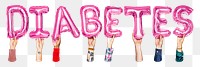 Diabetes balloon png word sticker, transparent background