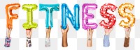 Fitness balloon png word sticker, transparent background