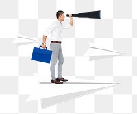 HR finding talent png sticker, person using monocular transparent background