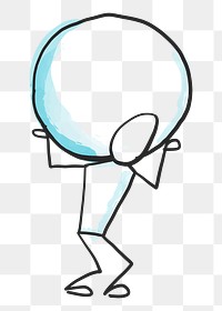 PNG man carrying burden, stickman doodle in transparent background