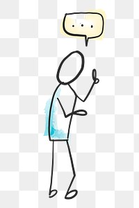 PNG speechless person doodle, ellipsis speech bubble in transparent background