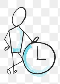 PNG time management, deadline and due dates cartoon doodle in transparent background