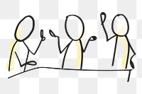 PNG team collaboration, stickman doodle in transparent background