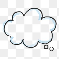 PNG think speech bubble, fluffy cloud shape in transparent background