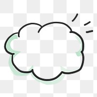 Cloud png speech bubble, minimal outline clipart in transparent background