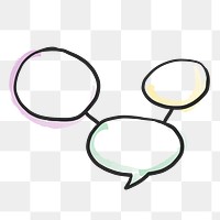 Multiple png speech bubbles, simple doodle digital sticker in transparent background