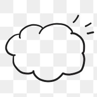 Cloud png speech bubble, minimal outline clipart in transparent background