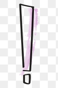 Exclamation mark png, doodle line icon in transparent background