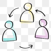 Avatar icon png, team account doodle in transparent background