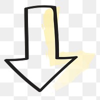 Down arrow png, doodle icon clipart in transparent background