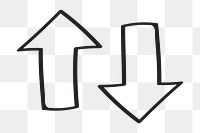 PNG up and down arrow, doodle icon clipart in transparent background