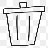 Trash bin png, doodle icon clipart in transparent background