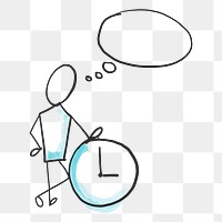 Time management png, blank speech bubble, deadline and due dates cartoon doodle in transparent background