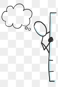 Man thinking png, blank think bubble cartoon doodle