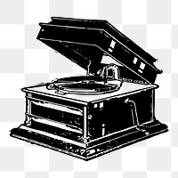 Record player png sticker, vintage music illustration on transparent background. Free public domain CC0 image.