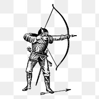 Knight archer png sticker, medieval illustration on transparent background. Free public domain CC0 image.
