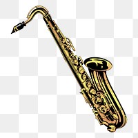 Saxophone png sticker, vintage musical instrument illustration on transparent background. Free public domain CC0 image.