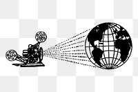 Worldwide media png sticker, vintage journalism illustration on transparent background. Free public domain CC0 image.