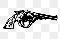 Pistol gun png sticker, vintage weapon illustration on transparent background. Free public domain CC0 image.