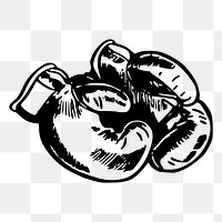 Boxing gloves png sticker, vintage sport equipment illustration on transparent background. Free public domain CC0 image.