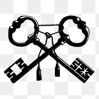 Crossed keys png sticker, vintage object illustration on transparent background. Free public domain CC0 image.