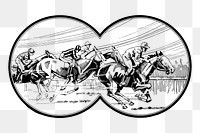 Horse racing png sticker, binoculars view illustration on transparent background. Free public domain CC0 image.