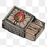 Match box png sticker, vintage object illustration on transparent background. Free public domain CC0 image.