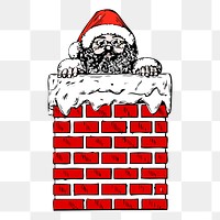 Santa Claus png chimney sticker, vintage Christmas illustration on transparent background. Free public domain CC0 image.