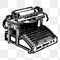 Typewriter png sticker, vintage object illustration on transparent background. Free public domain CC0 image.