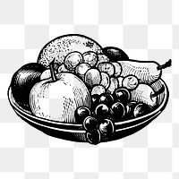 Fruit platter png sticker, vintage food illustration on transparent background. Free public domain CC0 image.