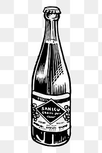 Capped bottle png sticker, vintage object illustration on transparent background. Free public domain CC0 image.