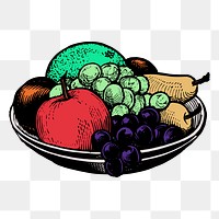 Fruit platter png sticker, still life illustration on transparent background. Free public domain CC0 image.