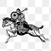 Japanese warrior png sticker, vintage illustration on transparent background. Free public domain CC0 image.