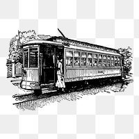 Cable car png sticker, vintage transportation illustration on transparent background. Free public domain CC0 image.