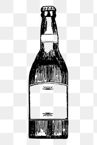 Beer bottle png sticker, vintage object illustration on transparent background. Free public domain CC0 image.