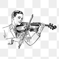 Violinist png sticker, vintage music illustration on transparent background. Free public domain CC0 image.