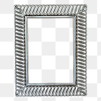 Silver ornamental png frame sticker, vintage decor illustration on transparent background. Free public domain CC0 image.