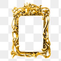 Gold luxury png frame sticker, vintage decoration illustration on transparent background. Free public domain CC0 image.